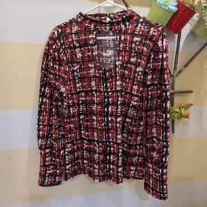 Como Blue Soft Plaid Long Sleeve Top Size Xl